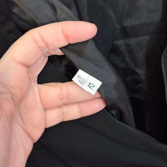 Vintage 80s Lawrence I. Magnin Midi Dress 12 Black Ruched Bows Cocktail Evening - Picture 12 of 12